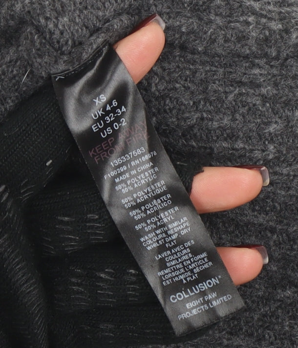 Womens UK Size XS COLLUSION Grey Pullover Jumper