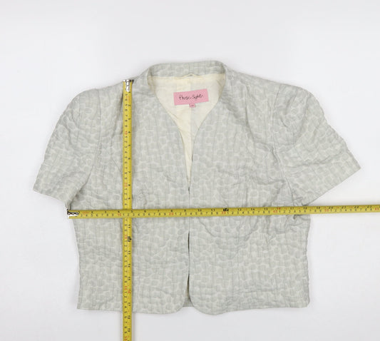 Phase Eight Women Grey Short Sleeve Cropped Suit Jacket Size 12