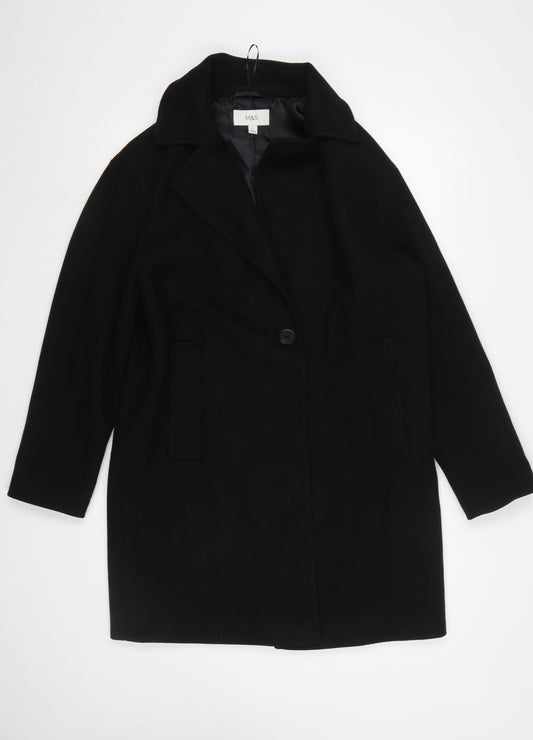 Womens UK Size 12 Marks and Spencer Black Overcoat