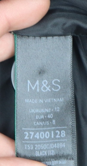 Womens UK Size 12 Marks and Spencer Black Overcoat
