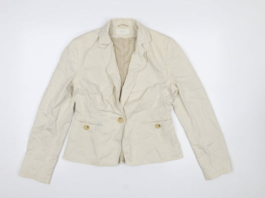 Marks and Spencer Women Beige Cotton Blazer UK 10 Classic Fit