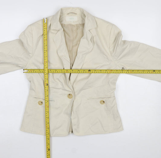 Marks and Spencer Women Beige Cotton Blazer UK 10 Classic Fit