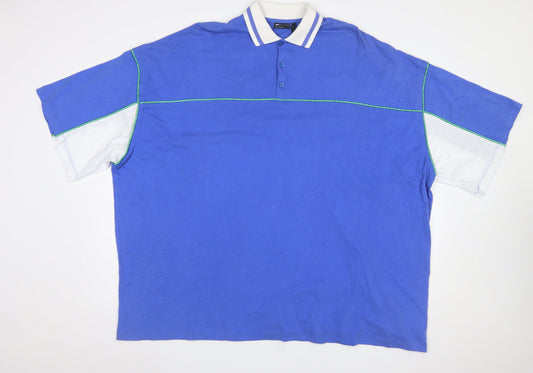 Additional front view of ASOS DESIGN Women Blue Colourblock Polo Shirt M Casual Cotton