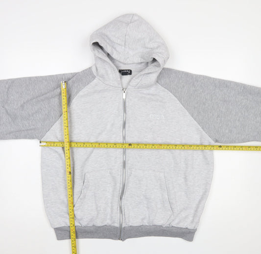 Mens UK Size S boohooMAN Grey Full Zip Hoodie