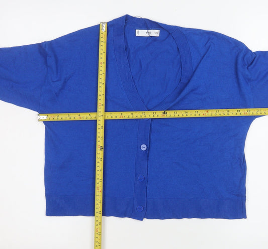 Mango Women's Blue V-Neck Button Knit Cardigan Size S