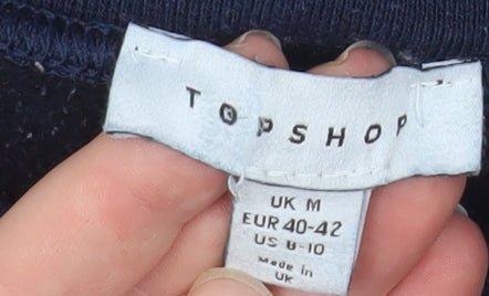 Womens UK Size M Topshop Blue Pullover Sweatshirt