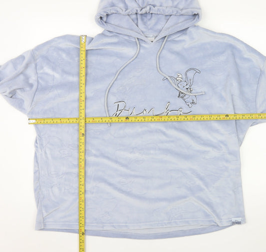Womens UK Size 12-14 Disney Blue Pullover Hoodie