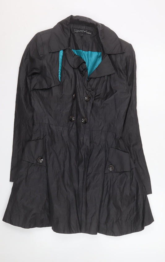 Womens UK Size 8 NEXT Black Trench Coat