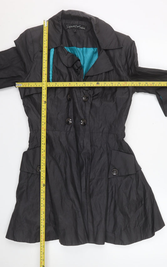 Womens UK Size 8 NEXT Black Trench Coat