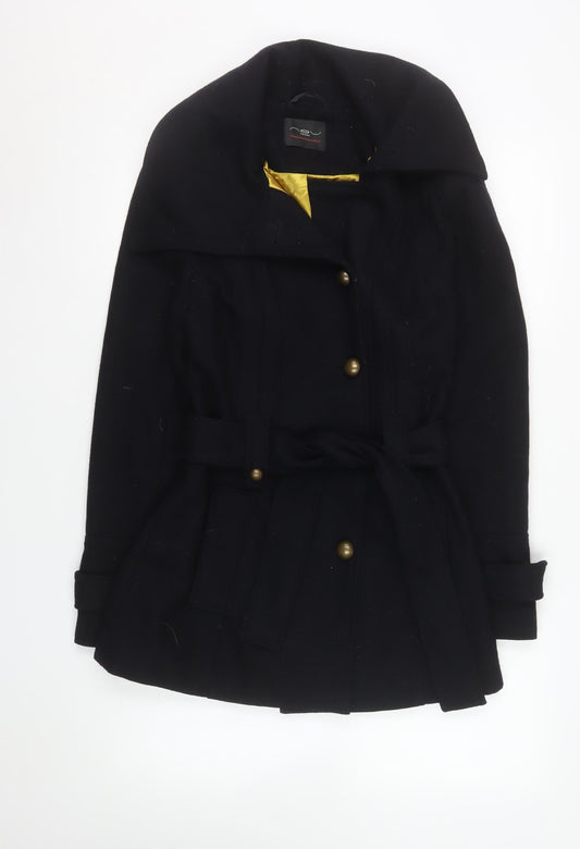 Womens UK Size 10 New Look Black Trench Coat