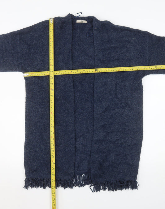 Tu Women’s Blue Longline Knitted Fringe Cardigan Size 10