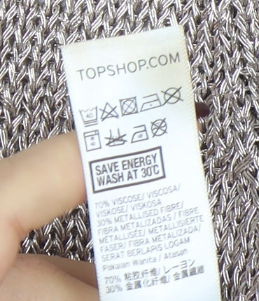 Womens UK Size 8 Topshop Silver Cropped Blouse
