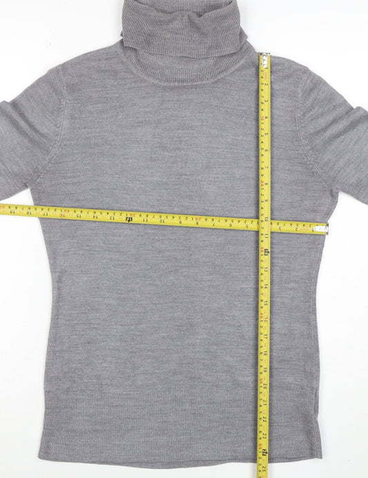 Next Women Grey Merino Wool Roll Neck Jumper Size 12