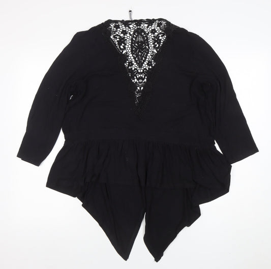 Womens UK Size 14 Roman Black Wrap Jumper