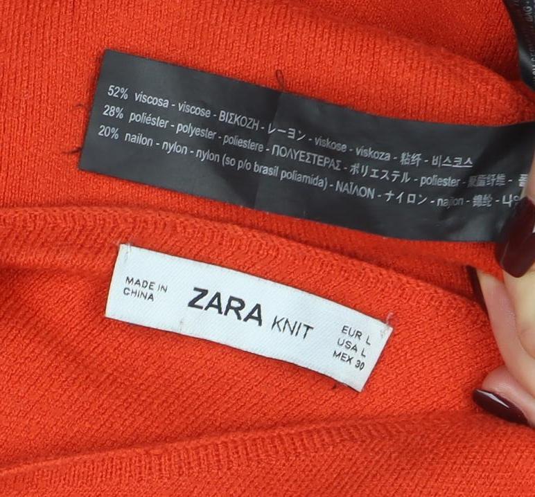 Womens UK Size L Zara Orange Cropped Blouse