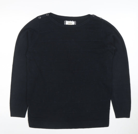 Womens UK Size 14 Maine New England Black Basic Blouse