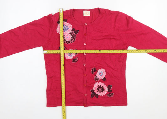 Womens UK Size S Country Casuals Red Cardigan Jumper