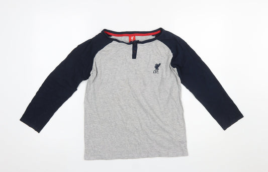 L.F.C. Boys Grey & Black Long Sleeve Henley Pyjama Top 11-12 Years