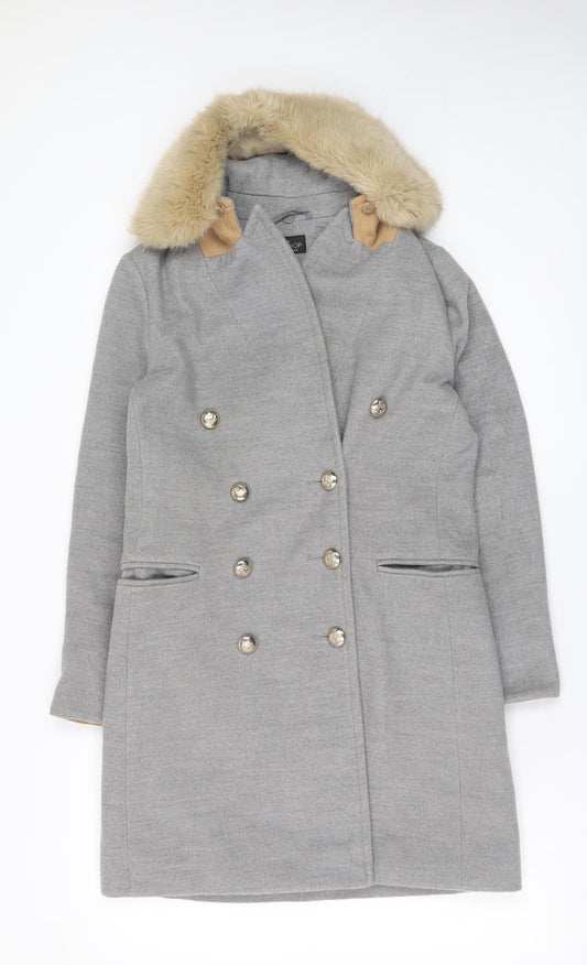 Womens UK Size 8 Topshop Grey Overcoat