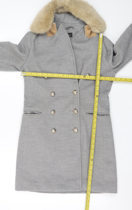 Womens UK Size 8 Topshop Grey Overcoat