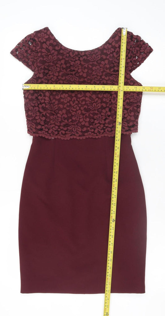 Coast Women's Red Lace Sheath Dress Size 6 Elegant Party Wear