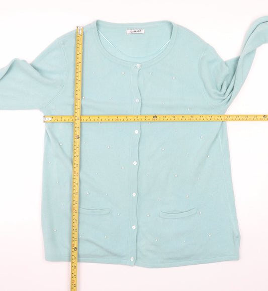 Womens UK Size 14/16 Damart Blue Cardigan Jumper