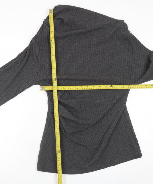Zara Women Grey Knit Asymmetric Bodycon Dress Size L
