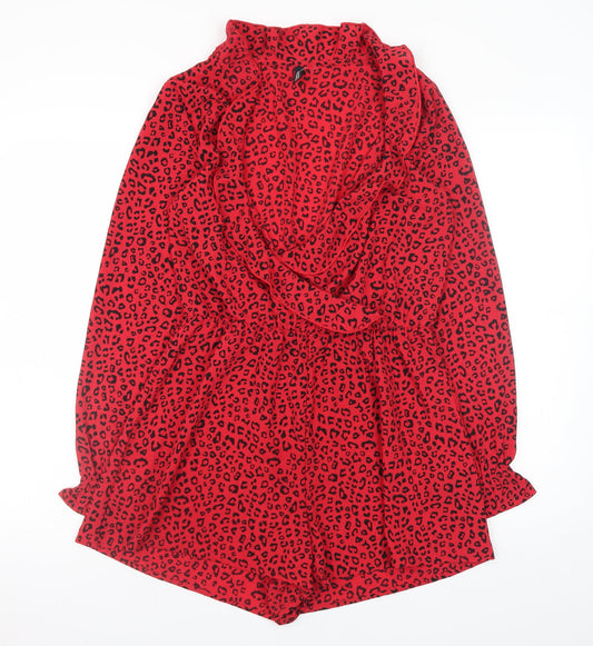 Womens UK Size 10 H&M One-Piece Red Playsuit