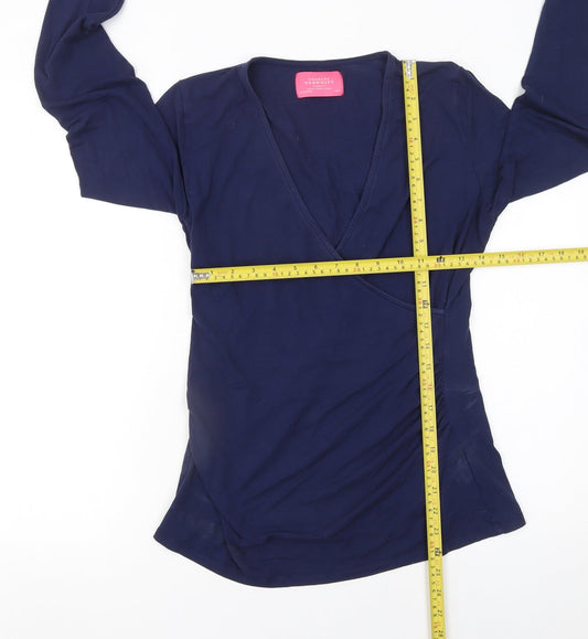 Womens UK Size 14 Charles Tyrwhitt Blue Wrap Blouse