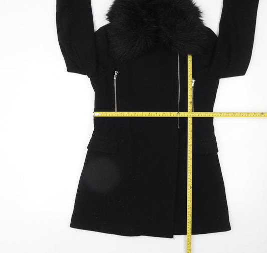 Womens UK Size M Zara Black Overcoat