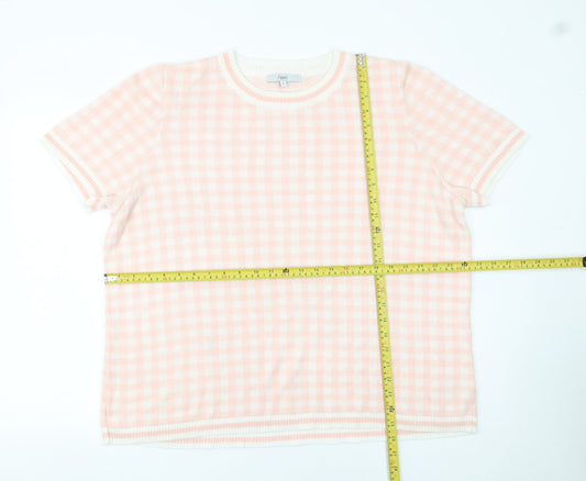 Next Women’s Pink Check Knit Short Sleeve Acrylic Jumper XL