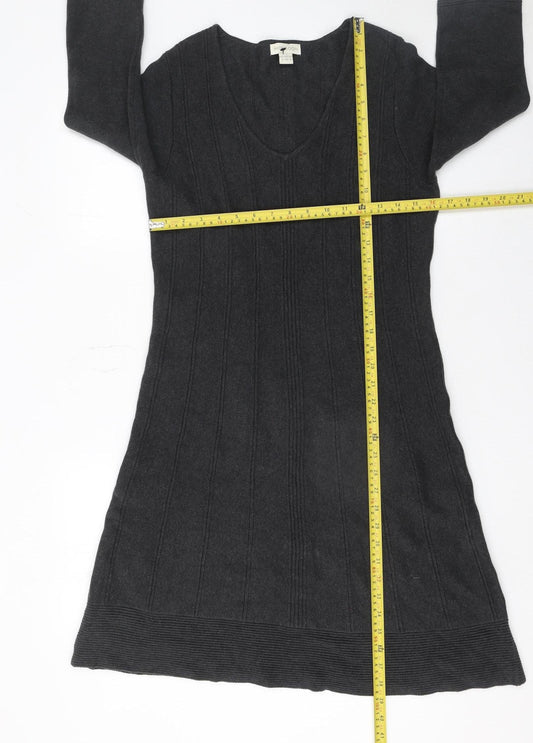 Monsoon Women’s Black Cotton Knit V-Neck Dress Size 12