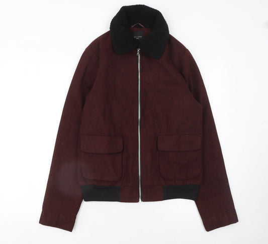 New Look Women Brown Wool Blend Bomber Jacket Size 10 Tall