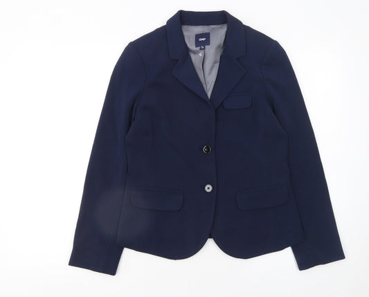 Gap Women's Navy Blue Blazer Size 2 Classic Single-Breasted Jacket