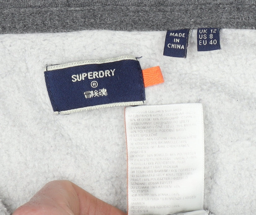 Womens UK Size 12 Superdry Grey Full Zip Hoodie