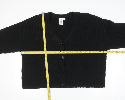 Collusion Women’s Black V-Neck Knit Button Cardigan UK 18