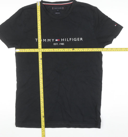Tommy Hilfiger Men's Black Regular Fit Cotton Logo T-Shirt M