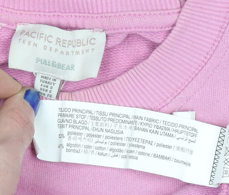 Womens UK Size S Pull & Bear Pink Pullover Sweatshirt