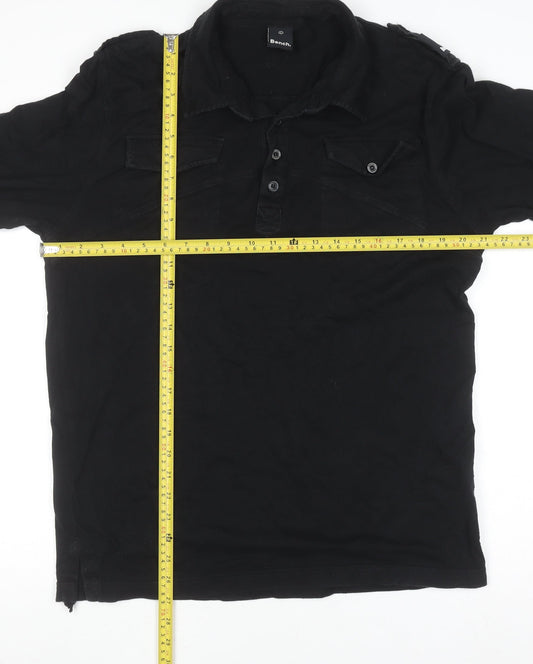 Bench Men's Black Cotton Long Sleeve Button-Up Shirt Size L