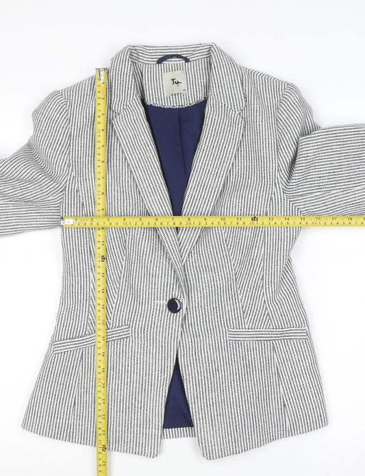 Tu Women Blue Striped Regular Fit Blazer Size 10 Workwear Jacket