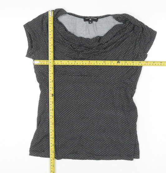 Daphia Levinson Women's Black Cowl Neck Short Sleeve Jersey Blouse Size 10