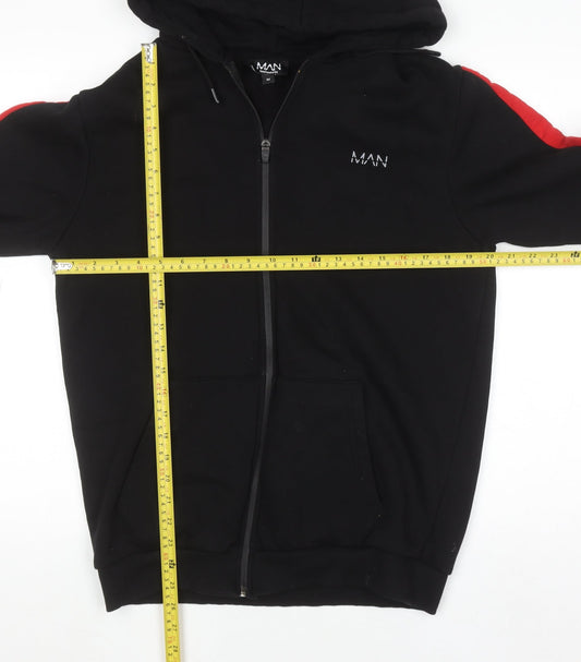 Mens UK Size M boohooMAN Black Full Zip Hoodie