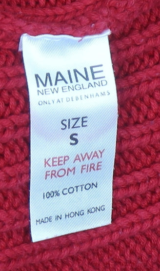 Womens UK Size S Maine New England Red Pullover Jumper