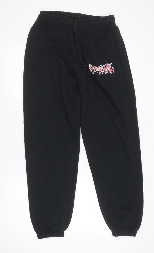 Additional front view of boohooMAN Men’s Black Fleece Jogger Sweatpants, size M, Regular Fit