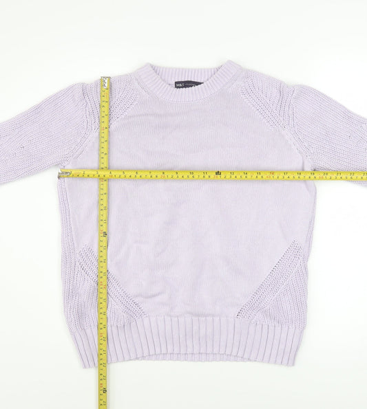 Marks and Spencer Women’s Purple Cotton Crew Neck Jumper Size S