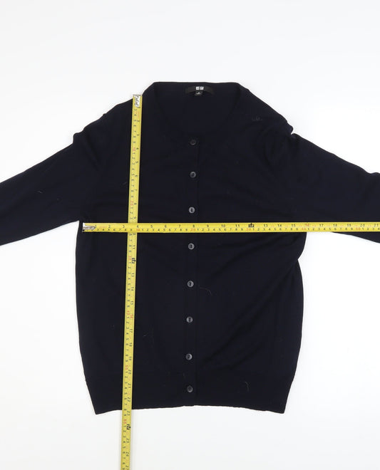 Womens UK Size M Uniqlo Black Cardigan Jumper