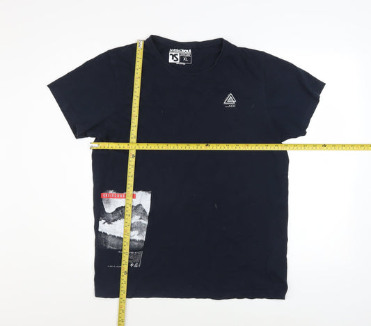 Twisted Soul Men's Navy Graphic Print Cotton T-Shirt XL