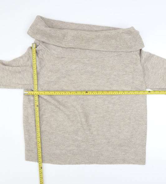 V by Very Women's Beige Cowl Neck Long Sleeve Knit Jumper Size 18