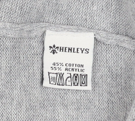 Mens UK Size L Henleys Grey Pullover Jumper
