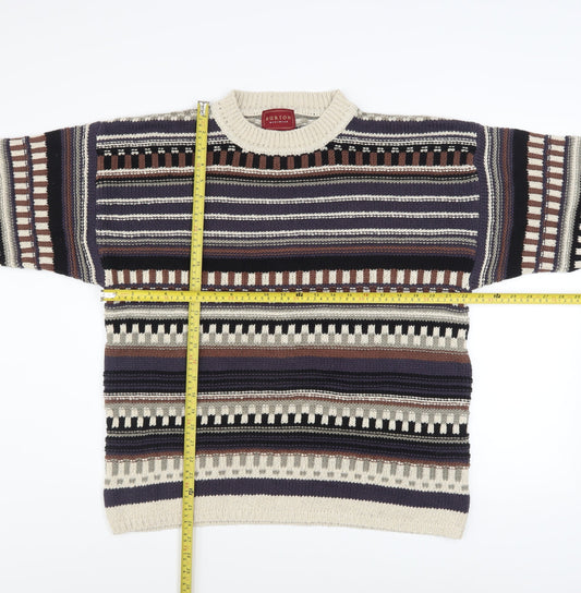 Burton Menswear Men's Multicoloured Striped Crew Neck Cotton Silk Jumper Size S